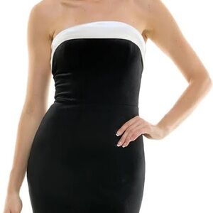 Black strapless dress with white trim MACYS